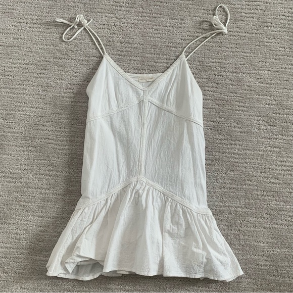 White Frill Linen Dress - Picture 4 of 8